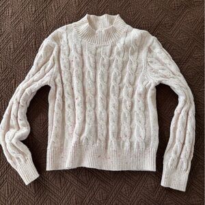 Crewcuts Cream Cable Knit Turtleneck Sweater